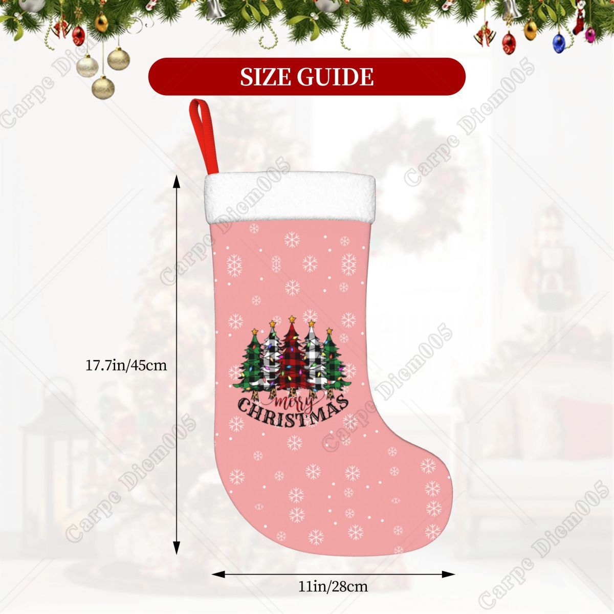 Pink Snowflakes Christmas Tree - огляд і ціна Christmas Stocking Hanging