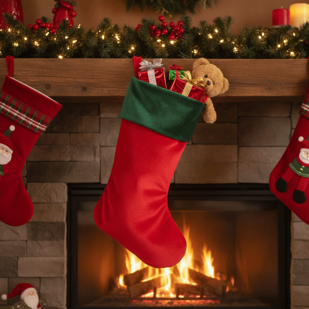 Red Green Velvet Christmas Sto - огляд і ціна Christmas Stocking Hanging