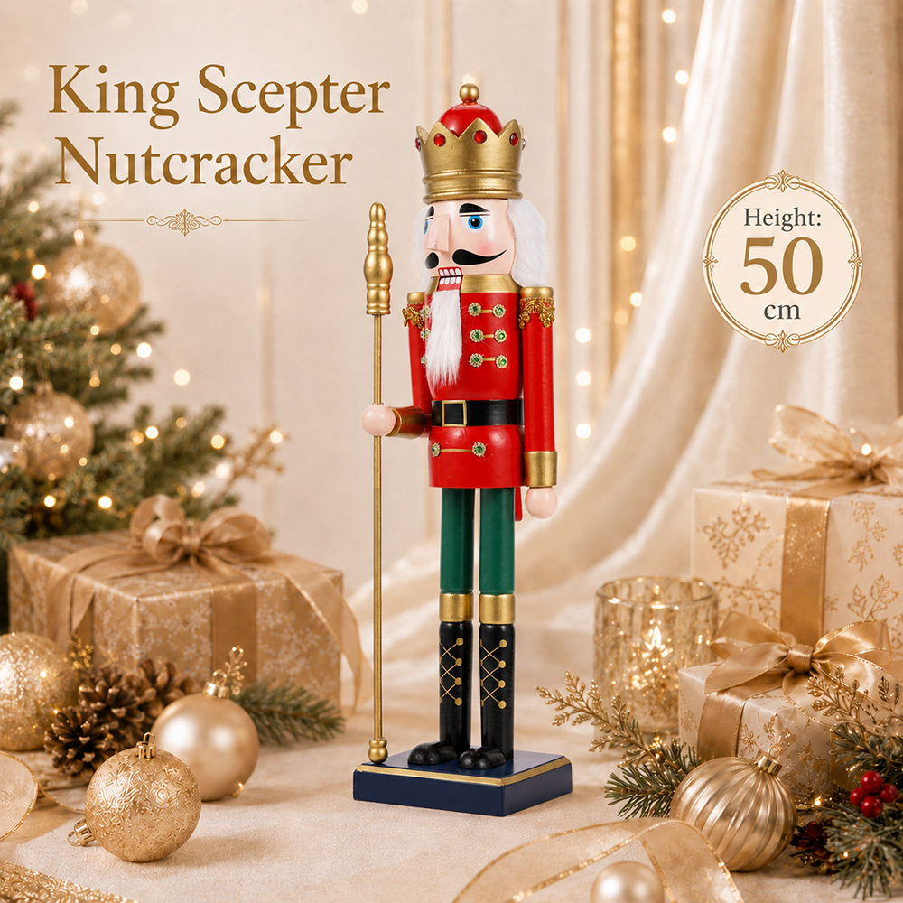 50CM Wooden Nutcracker Scepter - огляд і ціна Nutcracker Figurine