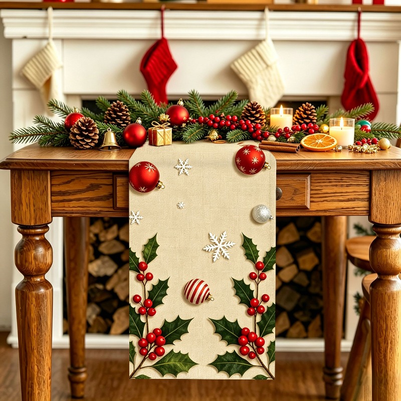 5pcs Christmas Wreath Printed  - огляд і ціна Christmas Table Runner