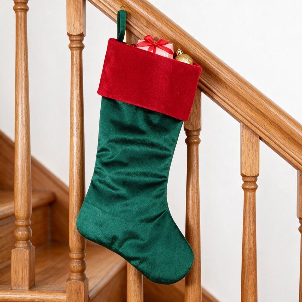 Red Green Velvet Christmas Sto - огляд і ціна Christmas Stocking Hanging