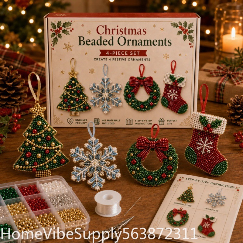 4 Pieces 3D Beaded Christmas T - огляд і ціна Christmas Stocking Hanging